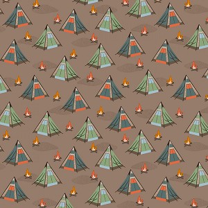 Bear Camp 51560 3 Brown Tents Windham Fabrics 