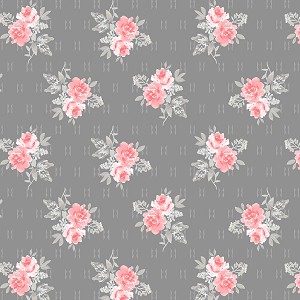 Colette 52053 4 Dark Grey Small Rose Bouquet Windham Fabrics 