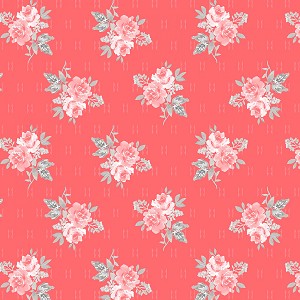 Colette 52053 6 Dark Coral Small Rose Bouquet Windham Fabrics 