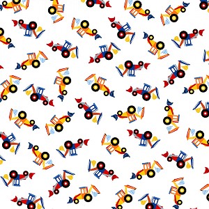 Work Zone 52266 1 White Bulldozer Windham Fabrics 