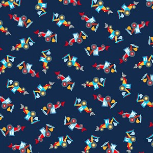 Work Zone 52266 2 Navy Bulldozer Windham Fabrics 