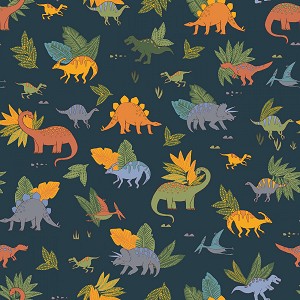 Cozy Flannel 53419F 6 Navy Dino Doodles Benartex 