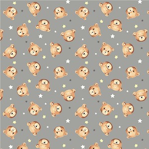 Sweet Dreams Flannel 53873F 3 Grey Bear Heads Windham 