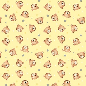 Sweet Dreams Flannel 53873F 4 Yellow Bear Heads Windham 