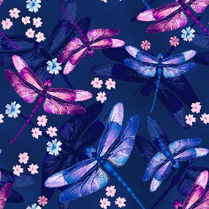 Midnight Hydrangea 5480 77 Navy Dragonfly Studio E 
