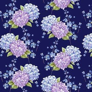 Midnight Hydrangea 5483 77 Navy Tossed Hydrangea Studio E 