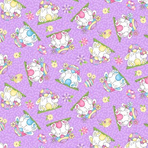 Hoppy Easter Gnomies 561 55 Lavender Bunnies Tossed Henry Glass 