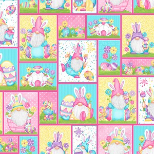 Hoppy Easter Gnomies 562 21 Multi Easter Patchwork Henry Glass 