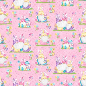 Hoppy Easter Gnomies 564 22 Pink Easter Gnomies Scenic Henry Glass 