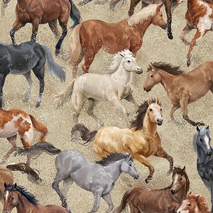 Round Up 597921 Horses Beige Oasis Fabrics 