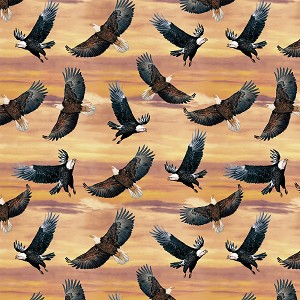 Soaring Heights Eagles and Sky 6988 39 Sunset Benartex 