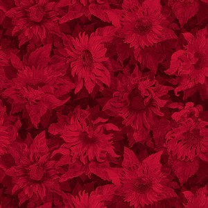 Flowers of the Sun 79280 333 Tonal Sunflowers Red Wilmington Prints 