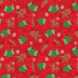 Gnome Antics 82626 371 Tree Toss Red Wilmington Prints 