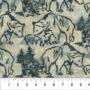 Scenic Settings Batik 83233 443 Bear and Cubs Banyan Batik Northcott 