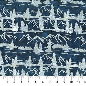 Wild Country Batik 83450 48 Sapphire Trees Mountains Northcott 