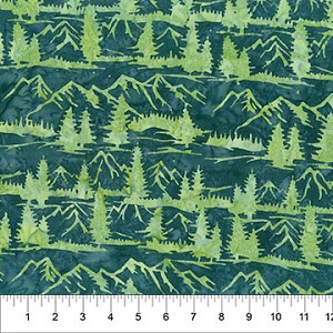 Wild Country Batik 83450 64 Wintergreen Trees Mountains Northcott 