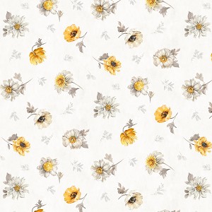 Fields of Gold 86500 159 Floral Toss White Wilmington Prints 