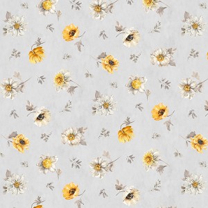 Fields of Gold 86500 959 Floral Toss Grey Wilmington PRints 