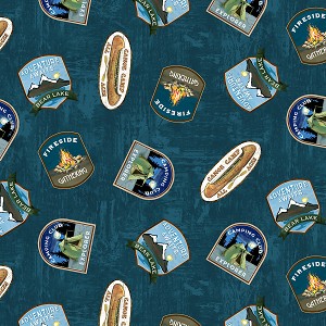 Lake Adventure 90515 457 Badge Toss Blue Wilmington Prints 