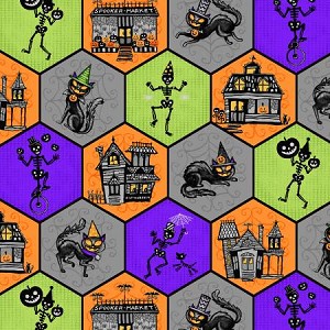 Spooky Town 9108 58 Halloween Honeycomb Metallic, Henry Glass 