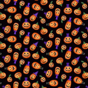 Spooky Town 9112 98 Black Tossed Pumpkins Metallic, Henry Glass 