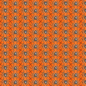 Spooky Town 9114 89 Orange Spiders Metallic, Henry Glass 