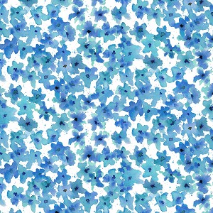 Midnight Sapphire 9383 01 White Blue Small Abstract Floral Henry Glass 