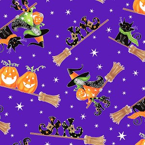 Here We Glow 9536G 53 GITD Purple Flying Witches Henry Glass 