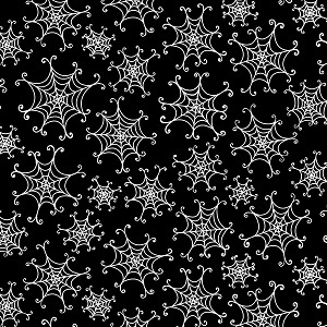 Here We Glow 9542G 90 GITD Black Spiderwebs Henry Glass 