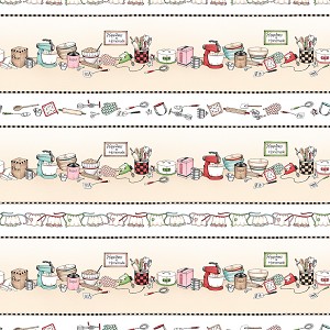 Happiness is Homemade 9861 E Cream Kitchen Stripe Maywood Studio 
