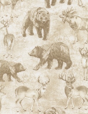 Wildlife Toile C4804 Cream, Timeless Treasures 