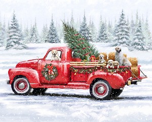 Red Christmas Truck AL69144C1 36 Inch Digital Panel David Textiles 