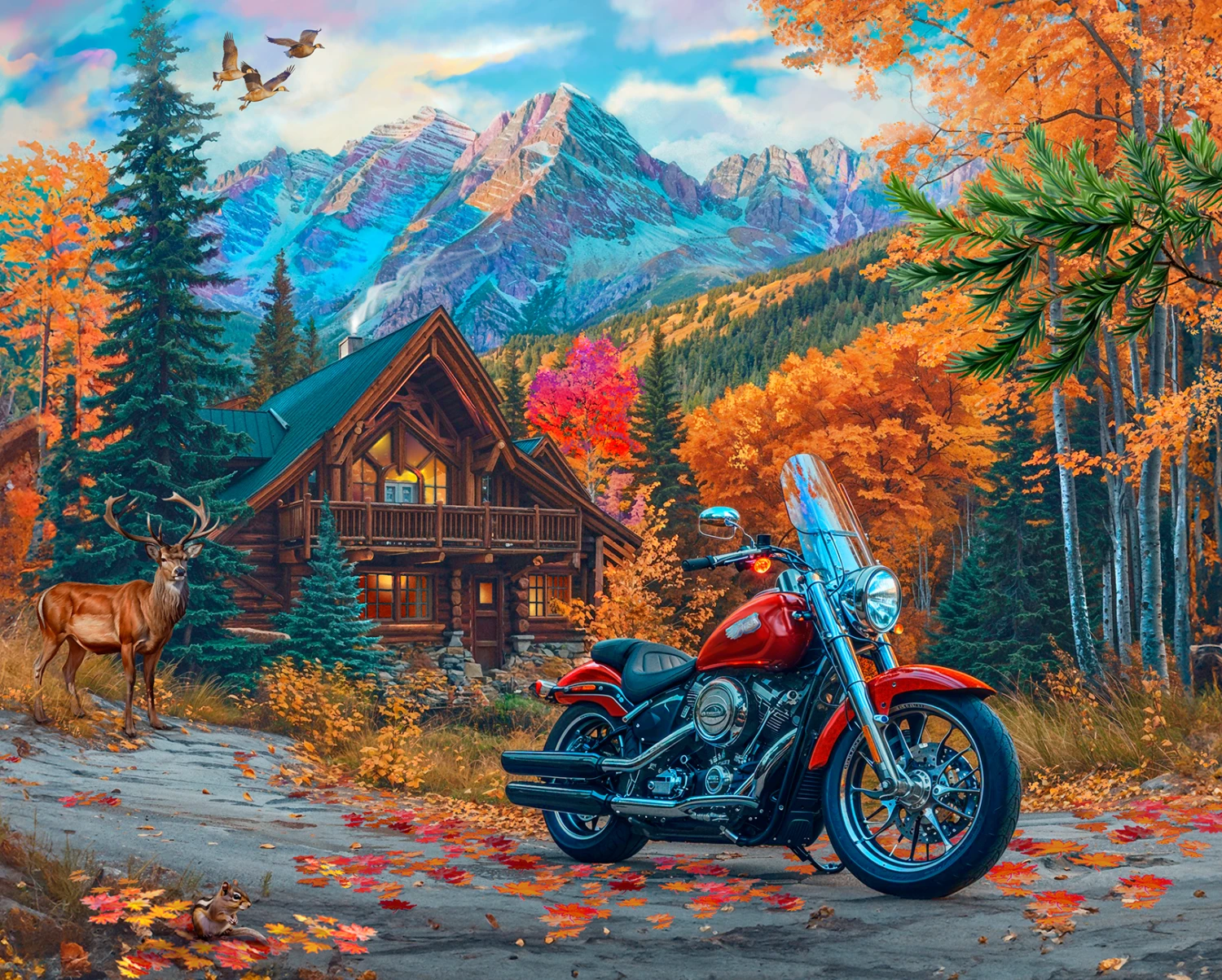 At the Lodge 70875 Multi 36 Inch Digital Panel David Textiles 