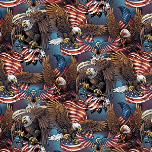 Multi Eagles and Flags Digital AL37398C1, David Textiles 