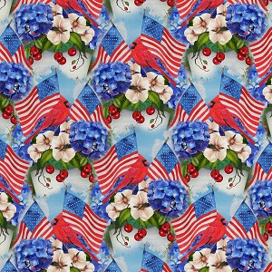 Americana Allover Flags AL38001C1 Digital Print David Textiles 