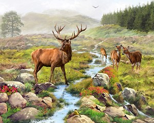Stag and Deer AL40861C1 Digital Panel David Textiles 