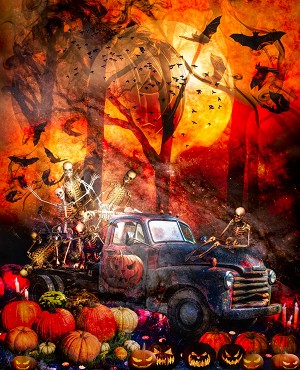 Halloween Moon AL48280C1 Digital Panel David Textiles 