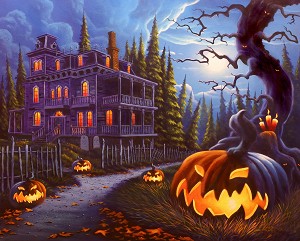 Jack O Lantern Lane AL58800C1 Digital 36 Inch Halloween Panel David Textiles 