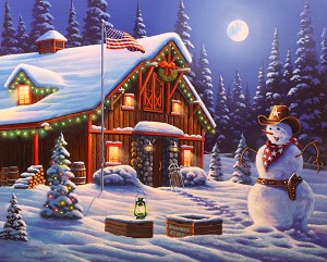 Cowboy Christmas AL58810C1 Digital 36 Inch Panel David Textiles 