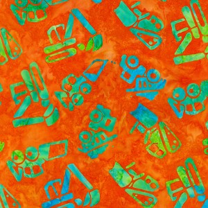 Trucks and Tracks Batik 21277 8 Orange Artisan Batiks Robert Kaufman 