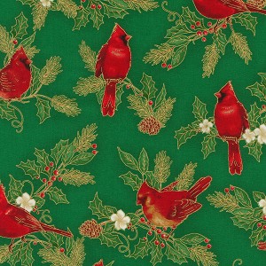 Winters Grandeur 20079 7 Green Christmas Cardinal Robert Kaufman 