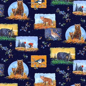 Bountiful Blueberries Digital 4513 MU Animals P and B Textiles 