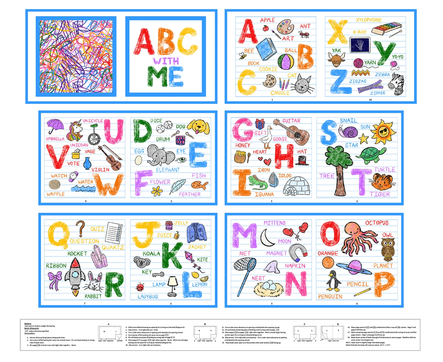 Color My World BQ4091P 36 Inch Digital Book Panel Blank Quilting 