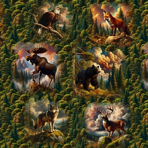 Wilderness Song BQ4173MK 66 Green Wildlife Forest MINKY Blank Quilting 