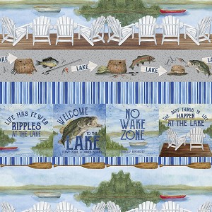 At the Lake C10555 Blue Border Stripe Riley Blake 
