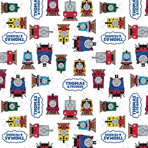 Thomas and Friends All Aboard C11001 White Small Trains Riley Blake 
