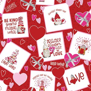 Gnomes in Love 11310 Red Postage Stamps Riley Blake 