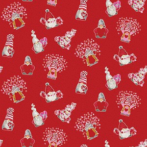 Gnomes in Love 11311 Red Gnomes Toss Riley Blake 