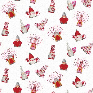 Gnomes in Love 11311 White Gnomes Toss Riley Blake 