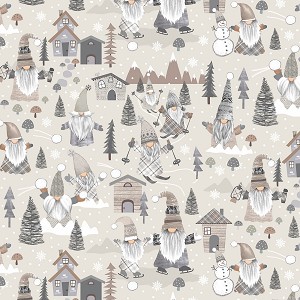 Wooden Gnomes Scenic C1391 Natural Timeless Treasures 
